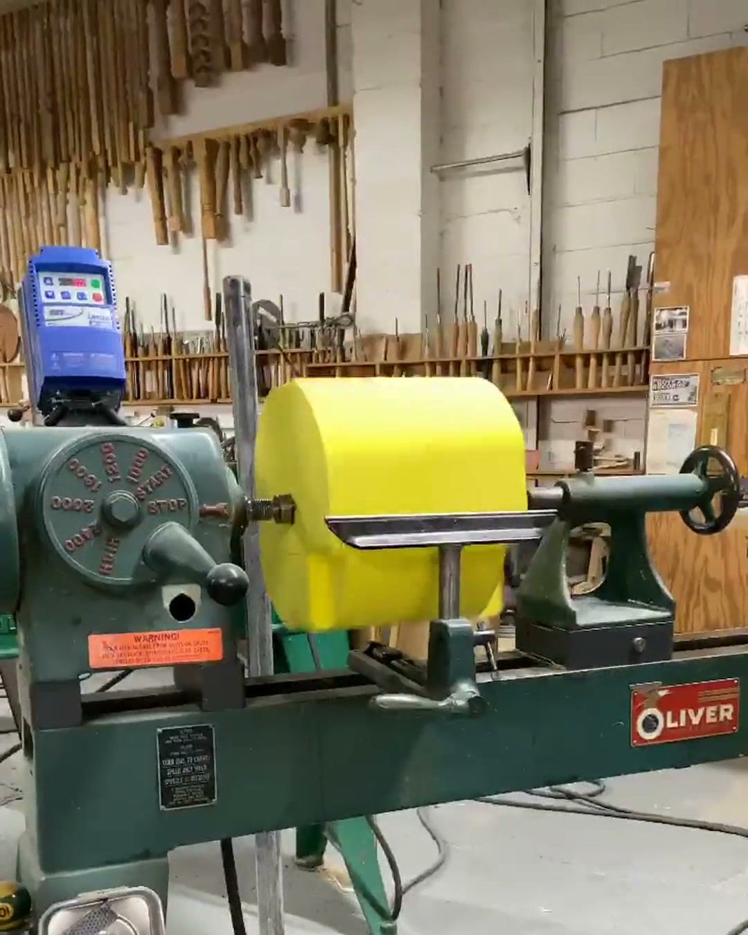 A BOUNCE ball mounted on the lathe